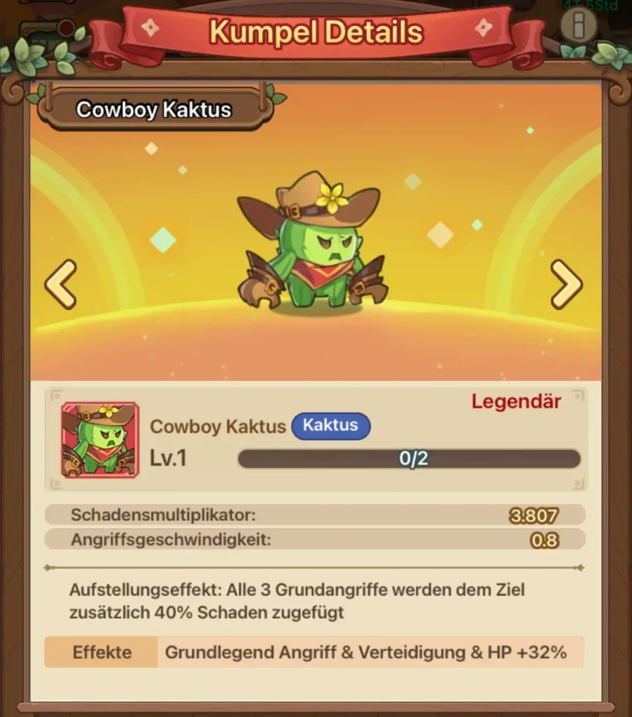 Cowboy Kaktus Kumpel Jäger Build in Legend of Mushroom