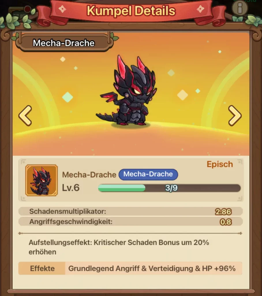 Mecha-Drache Kumpel Jäger Build in Legend of Mushroom