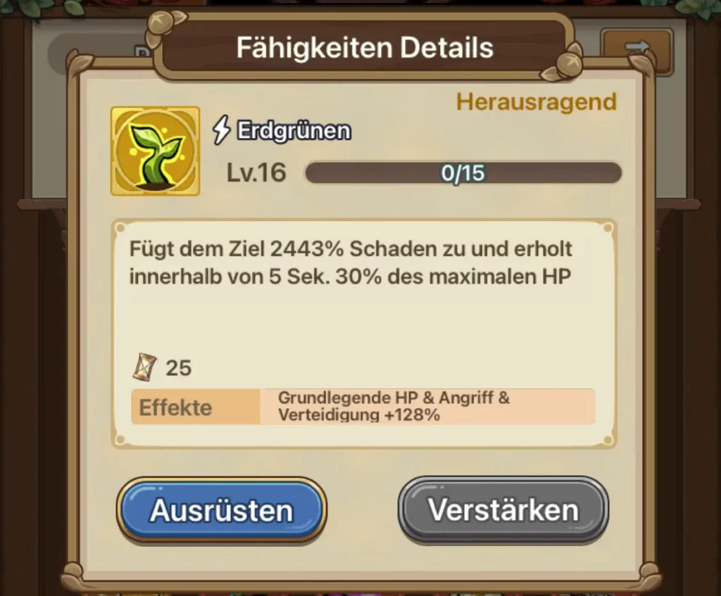 Erdgrünen Fähigkeit in Legend of Mushroom