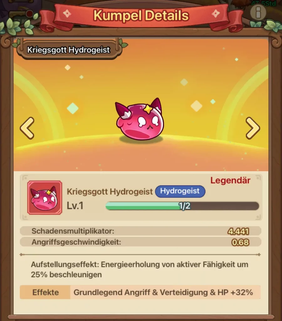 Kriegsgott Hydrogeist Kumpel Jäger Build in Legend of Mushroom