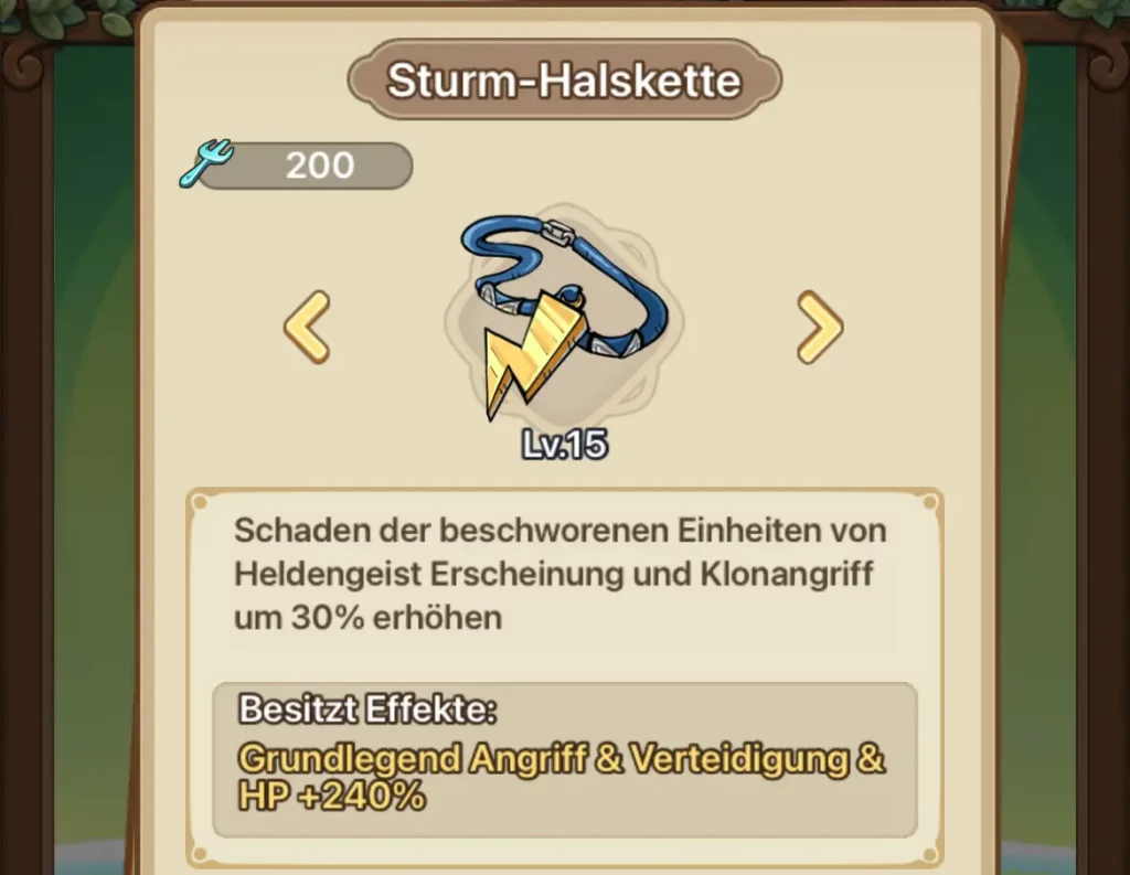 Sturm-Halskette Relikt Jäger Build in Legend of Mushroom