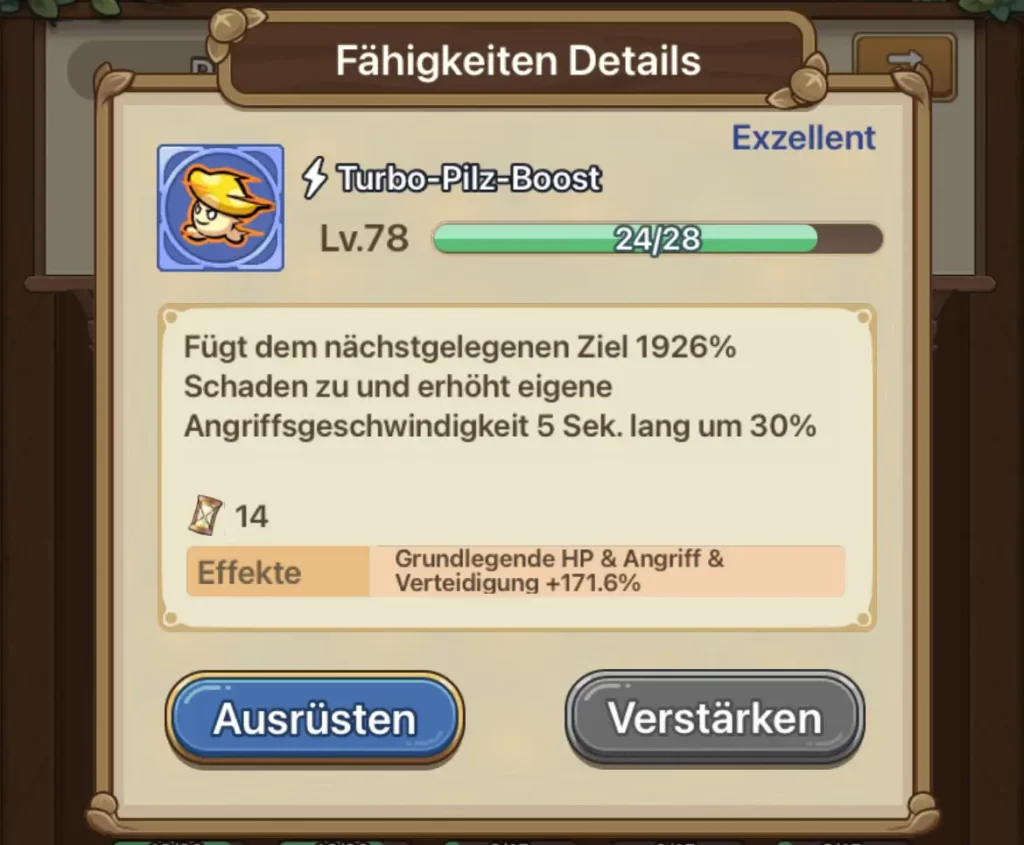 Turbo-Pilz-Boost Fähigkeit in Legend of Mushroom