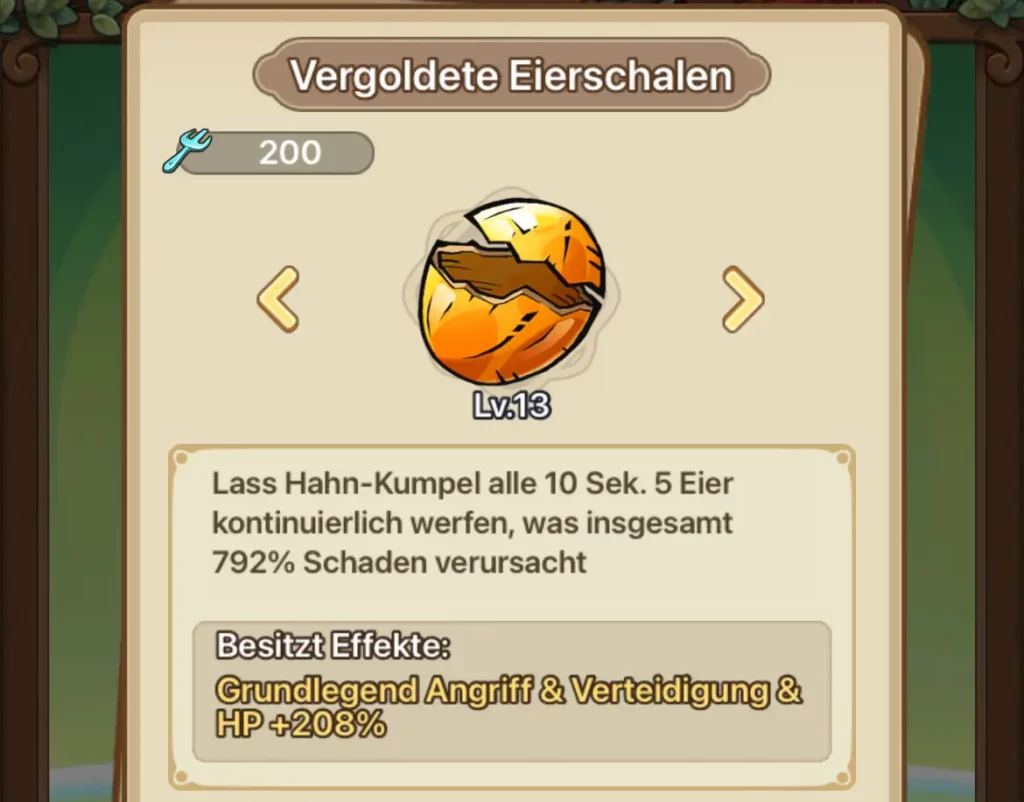 Vergoldete Eierschale Relikt Jäger Build in Legend of Mushroom