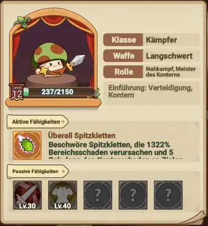 Legend of Mushroom Kämpfer Build (Warrior) Krieger Guide