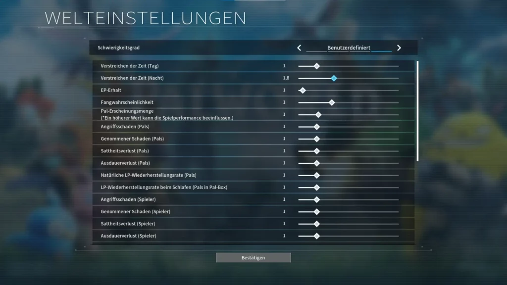 Change the settings in Palworld