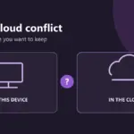 Game Head illustration: choosing between a save on this device and a cloud copy.