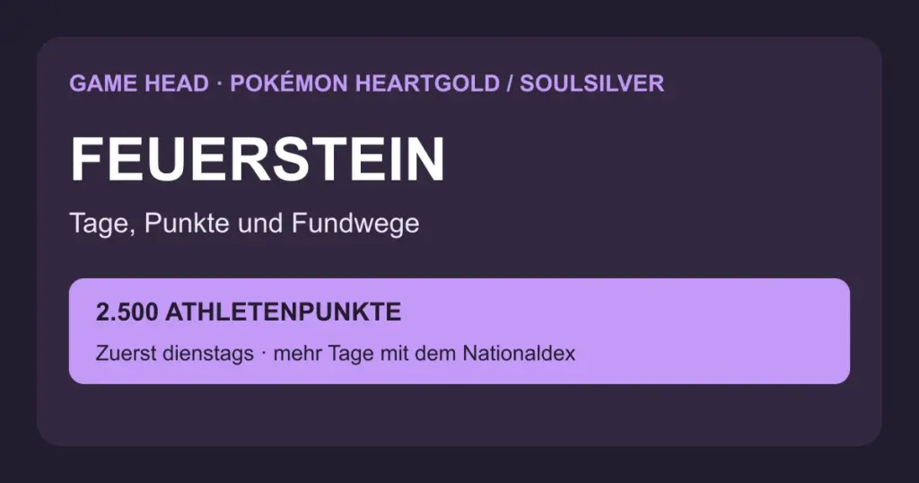 Feuerstein-Guide für Pokémon HeartGold und SoulSilver: Pokéathlon-Tage und 2.500 Athletenpunkte.