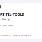 Game-Head-Grafik: KI-Untertitel-Tools CapCut, VEED und Descript. Ausgabe wählen und Export prüfen.