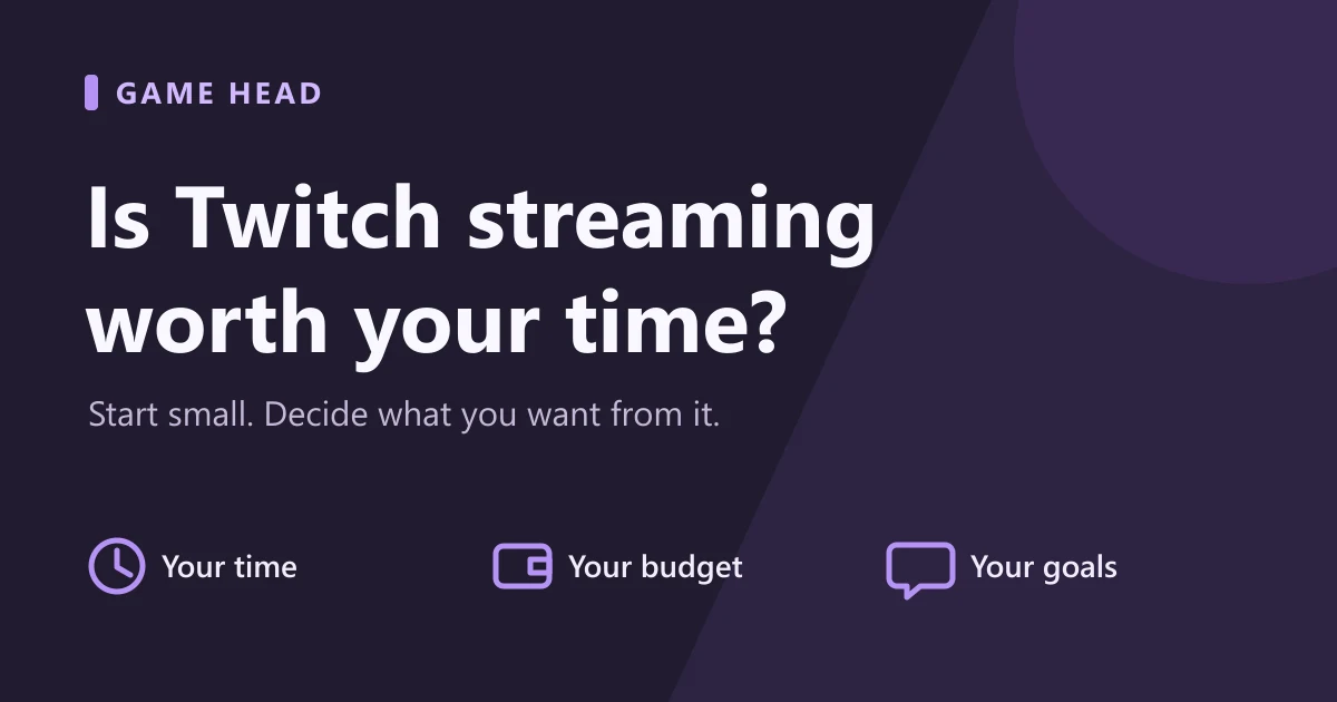 Game Head graphic: Is Twitch streaming worth your time? Consider your time, budget and goals.